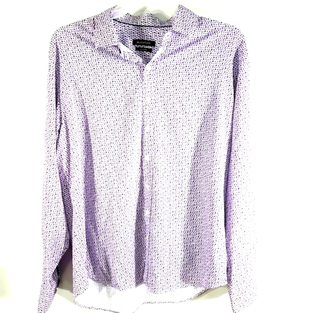 Bugatchi Men's Button Down Shirt All Over Computers Pattern Long Sleeve Size XL